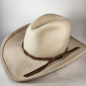 STETSON Gus Cowboy Hat Men's Small Crushable 100% Wool Natural Beige